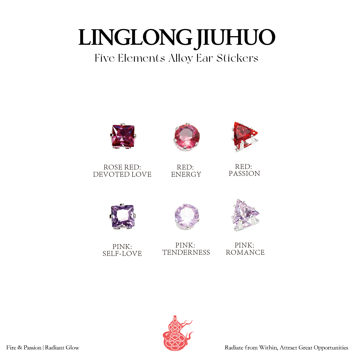Pure & Translucent Five Elements Wellness Ear Studs, Crystal Version