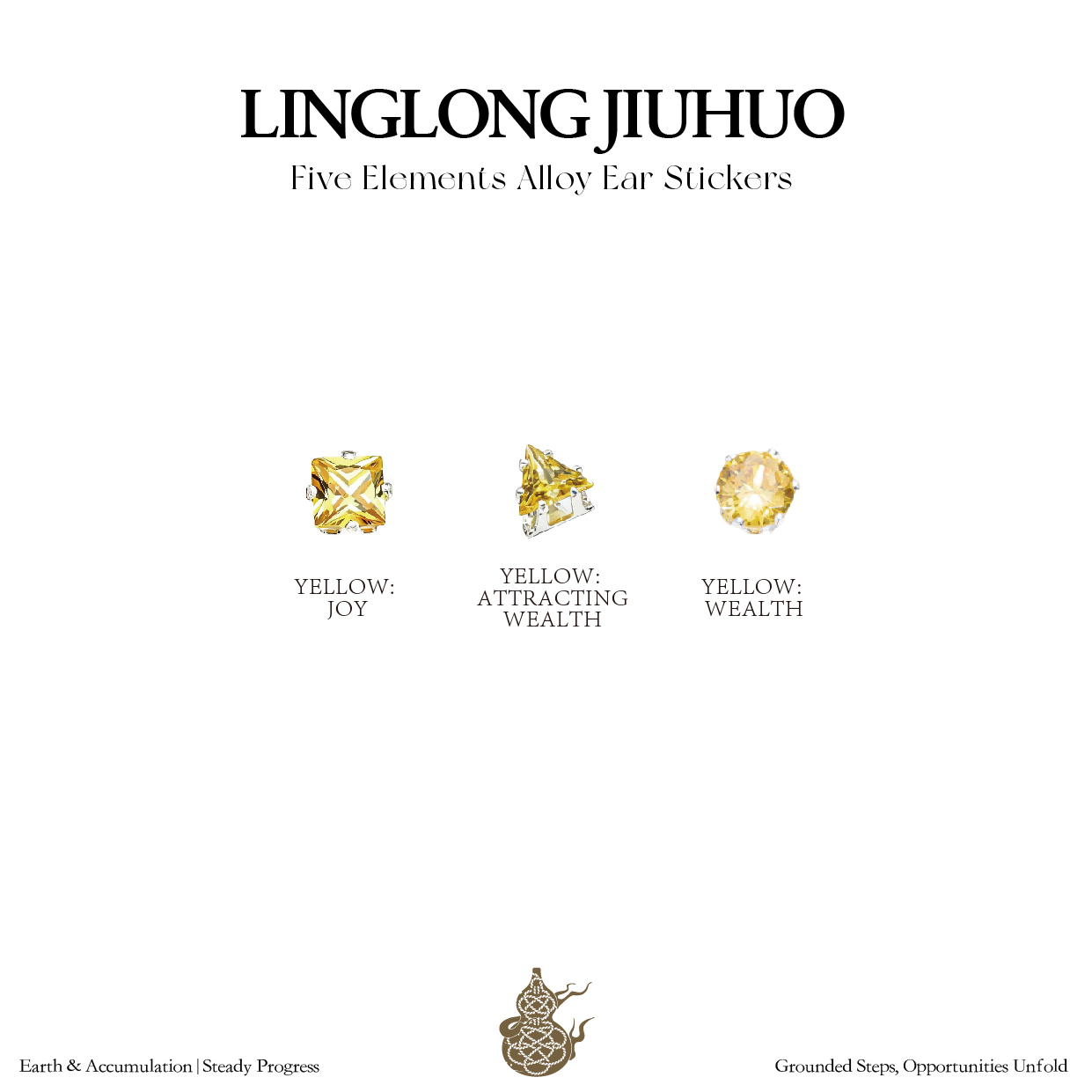 Pure & Translucent Five Elements Wellness Ear Studs, Crystal Version