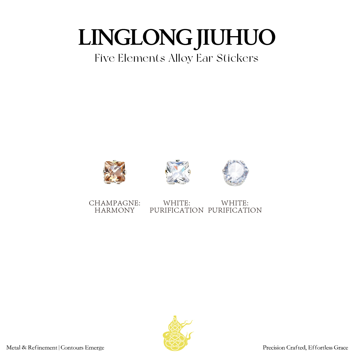 Pure & Translucent Five Elements Wellness Ear Studs, Crystal Version