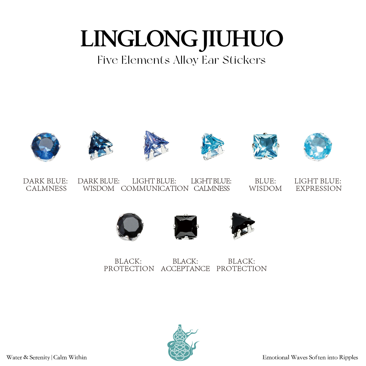 Pure & Translucent Five Elements Wellness Ear Studs, Crystal Version