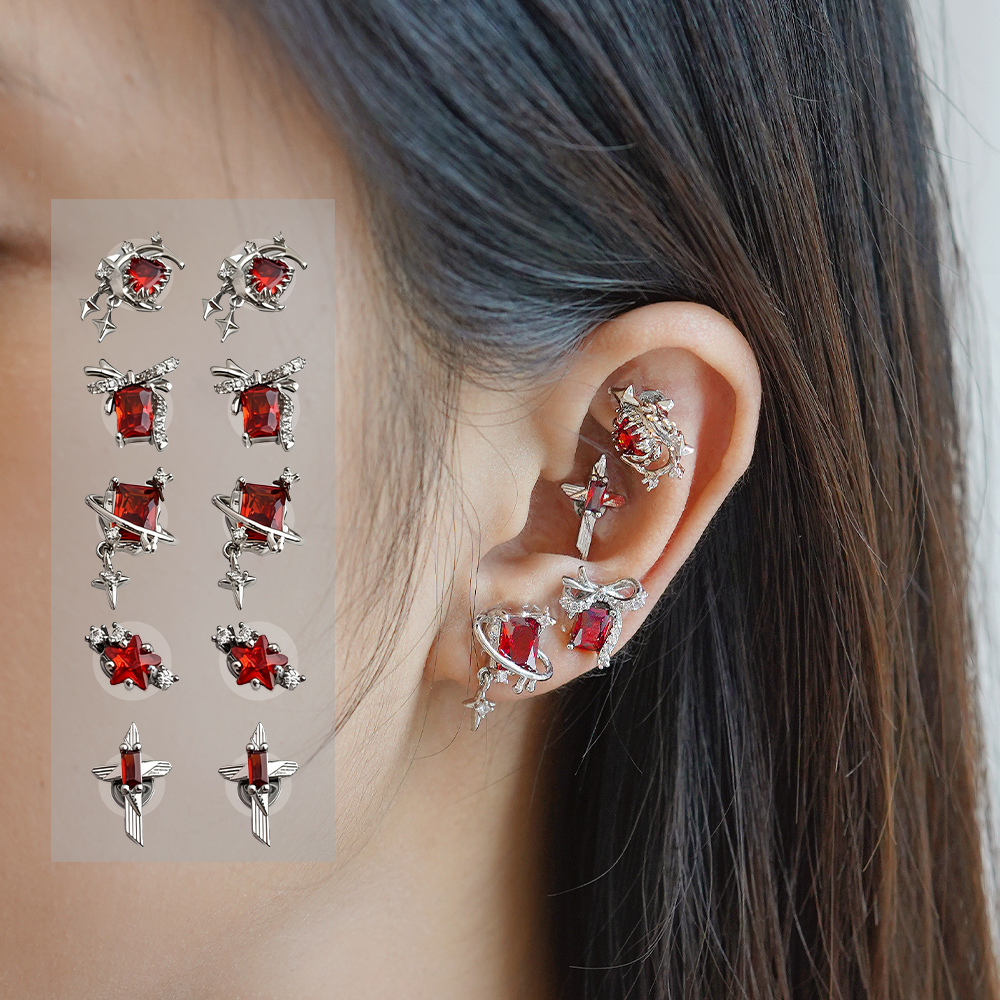 Shining & Resiliant Five Elements Wellness Ear Studs, Alloy Version