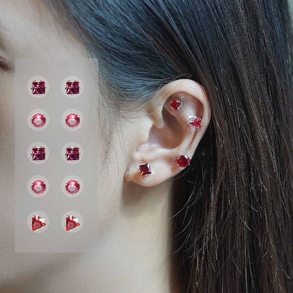 Pure & Translucent Five Elements Wellness Ear Studs, Crystal Version
