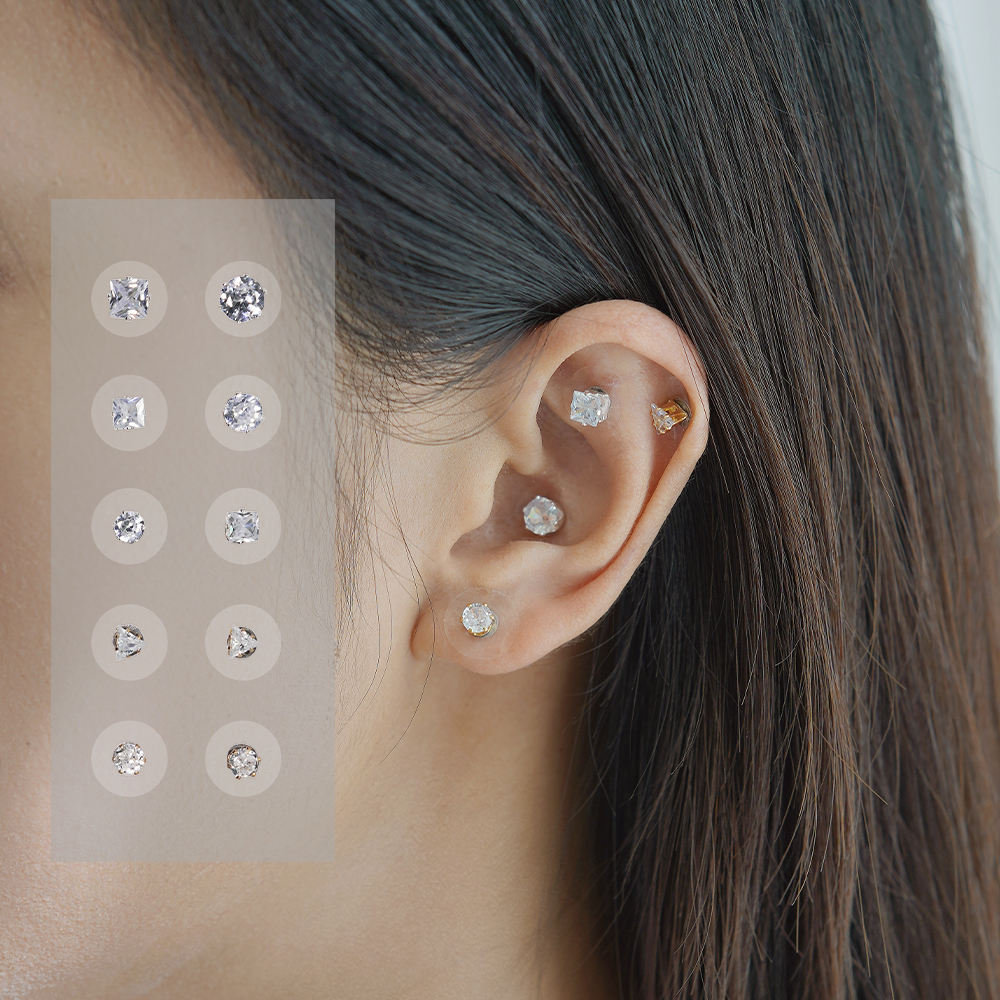 Pure & Translucent Five Elements Wellness Ear Studs, Crystal Version