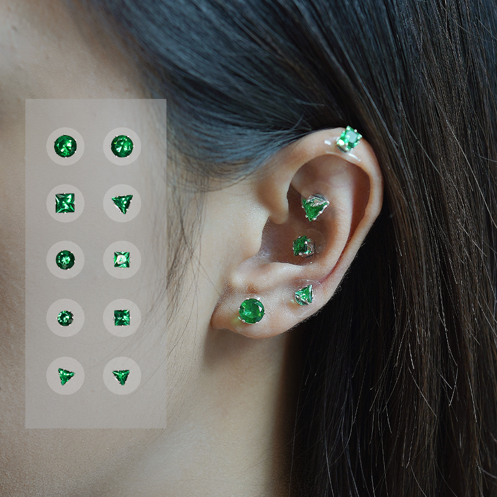 Pure & Translucent Five Elements Wellness Ear Studs, Crystal Version