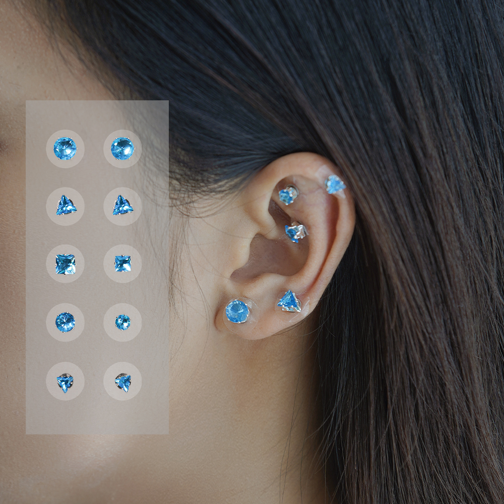 Pure & Translucent Five Elements Wellness Ear Studs, Crystal Version