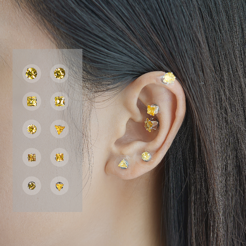 Pure & Translucent Five Elements Wellness Ear Studs, Crystal Version