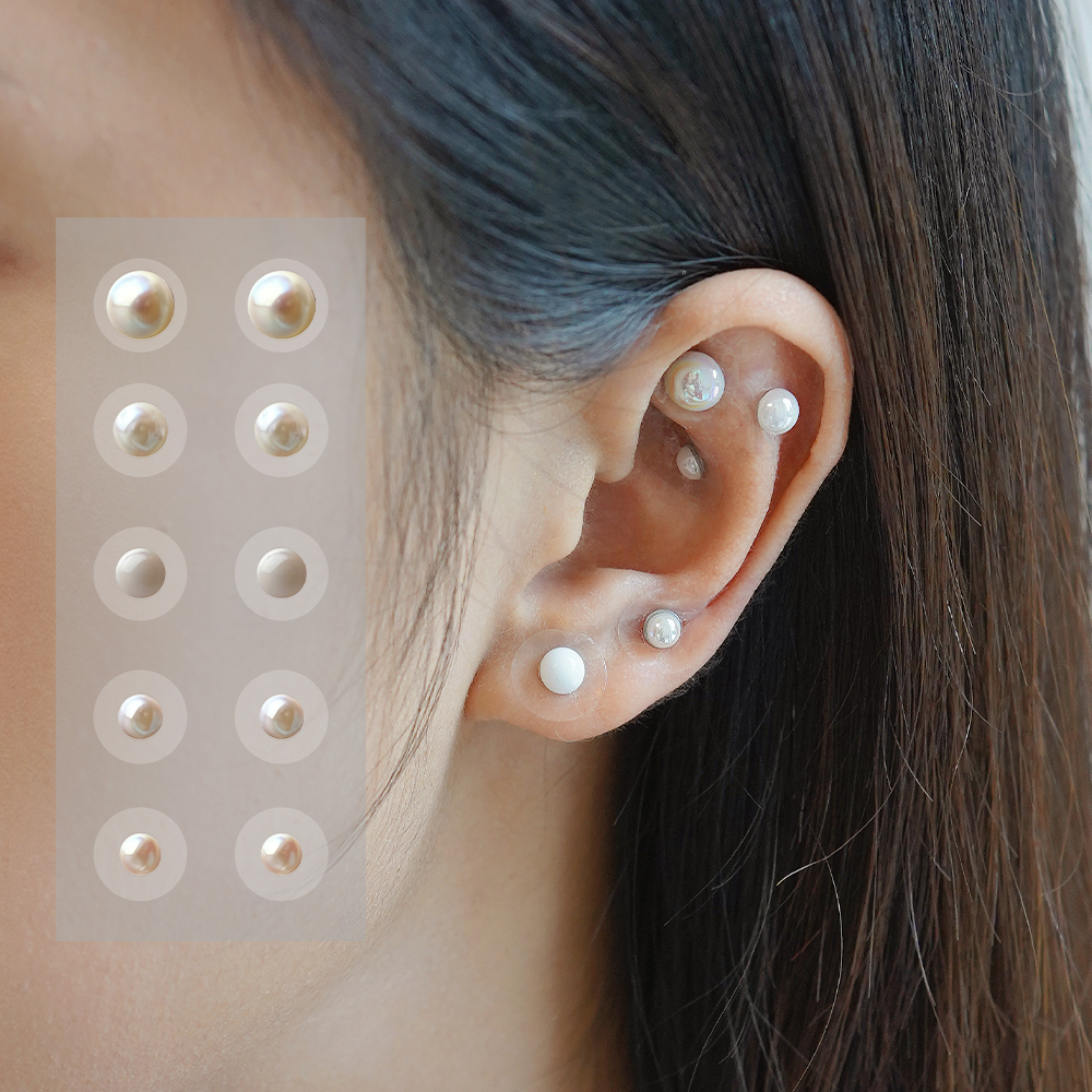Warm & Nourishing Five Elements Wellness Ear Studs, Pearl Version