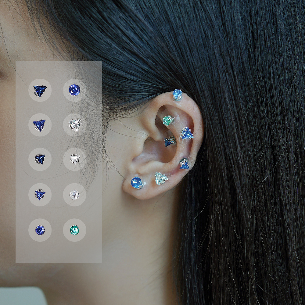 Pure & Translucent Five Elements Wellness Ear Studs, Crystal Version