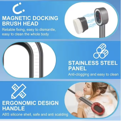 Handheld Shower Head with Carbon Fiber Filter Cartridge And Magnetic Brush Head