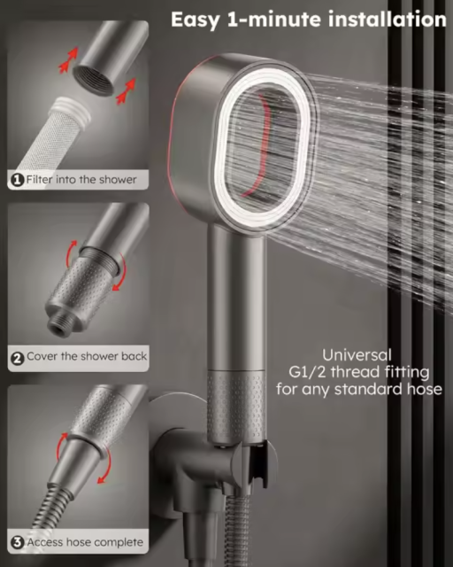 Vitamin C Shower Filter Softens Hard Water Reduces Chlorine Universal Shower Head