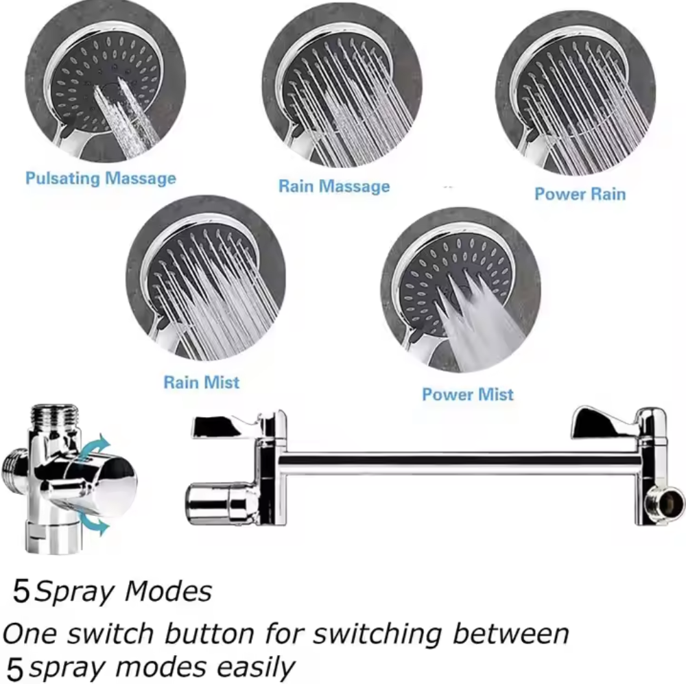 High Pressure Stainless Steel Handheld Combination Leak-proof Shower Head With Bracket