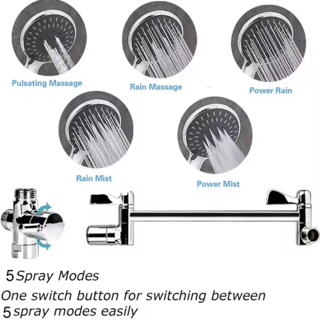 High Pressure Stainless Steel Handheld Combination Leak-proof Shower Head With Bracket