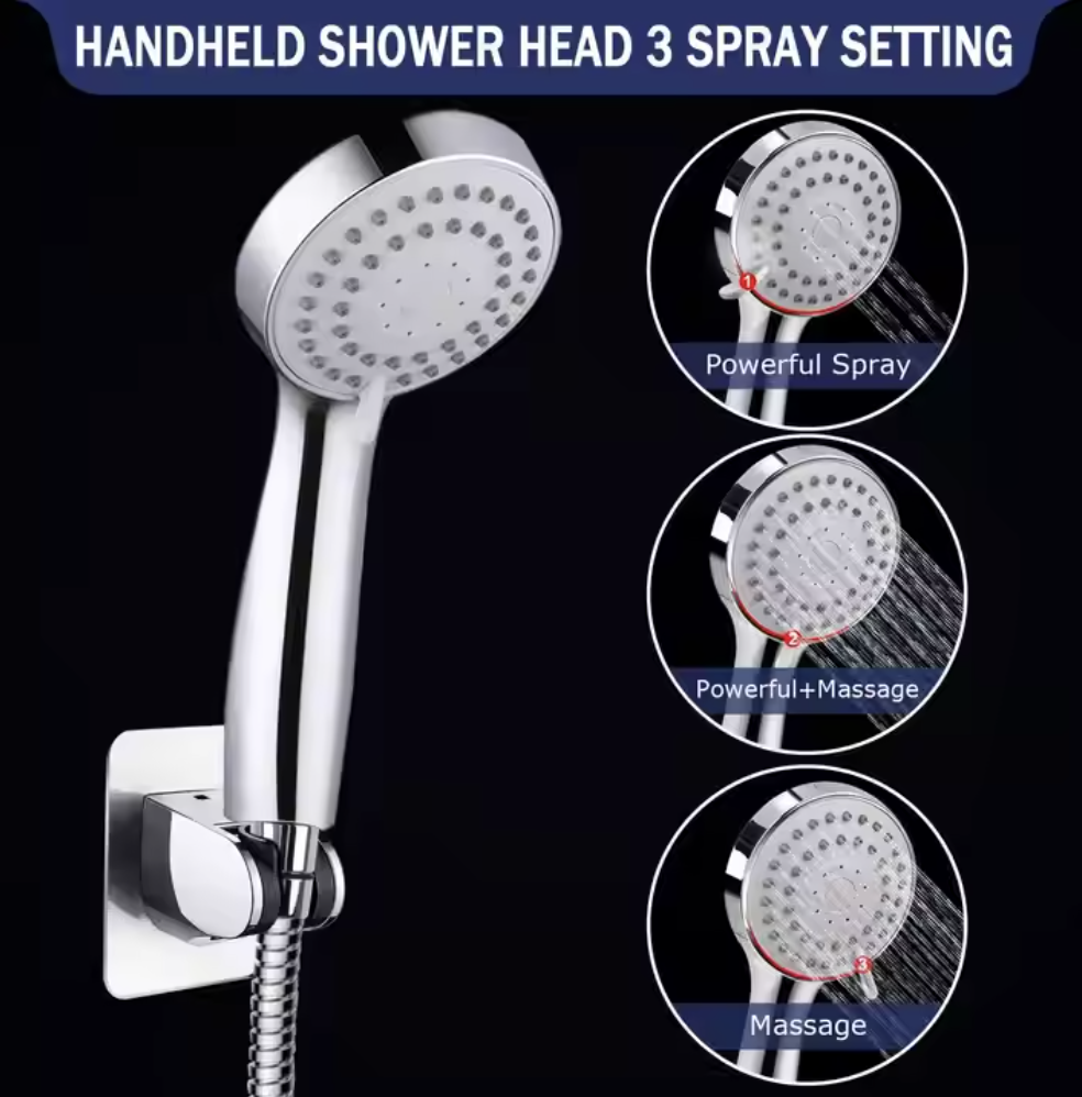 High Pressure Stainless Steel Handheld Combination Leak-proof Shower Head With Bracket