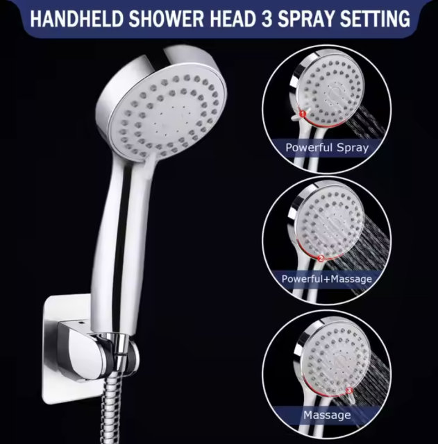 High Pressure Stainless Steel Handheld Combination Leak-proof Shower Head With Bracket