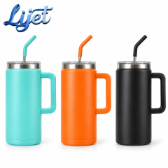 50 oz Stainless Steel Filtered Straw Mug with Handle