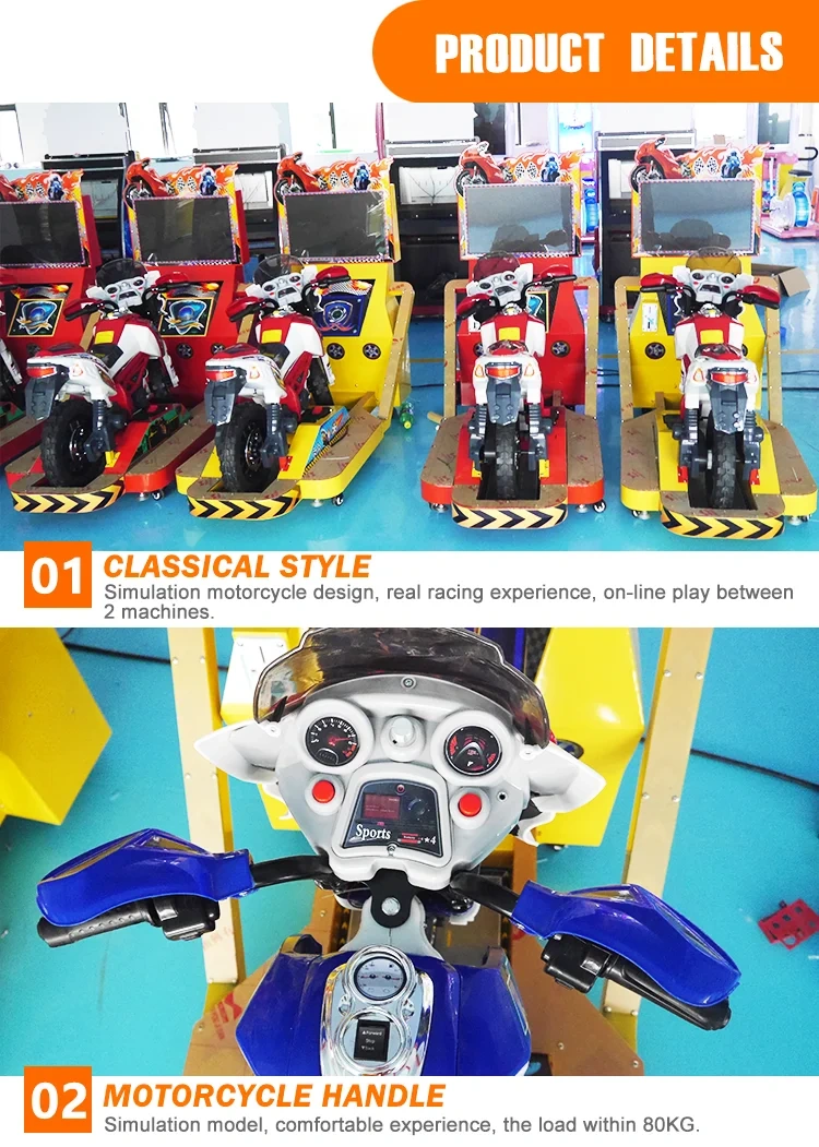 Threeplus New Arrive Kids TT Moto Arcade Video Game Kiddie Ride Simulator Racing Car Game Machine