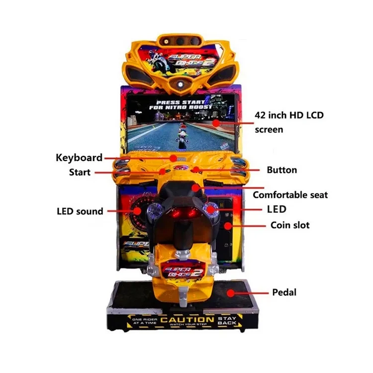Threeplus Used Coin Operated Kids Superbike 2 Adult Arcade Game Machine for Game Center