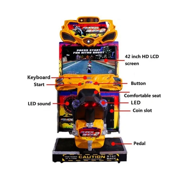 Threeplus Used Coin Operated Kids Superbike 2 Adult Arcade Game Machine for Game Center