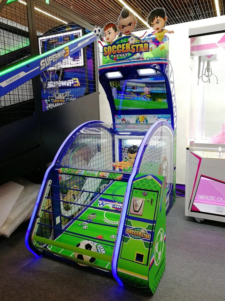 Threeplus Coin Operated Soccer Shooting Video Arcade Games Big Football Electronic Ticket Game