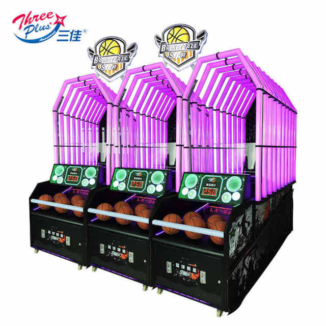 Threeplus Adults Malaysia Sport Coin Operated Cool Basketball Star Arcade Game Machines Game Center for Sale