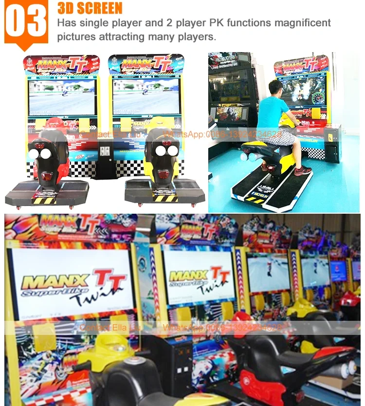 Threeplus Coin Operated Manx Tt Motor Racing Simulator Racing Game Machine for Sale