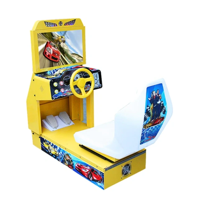 Threeplus Game Center Simulator Arcade Car Racing Game Steering Wheel with Chair for Kids