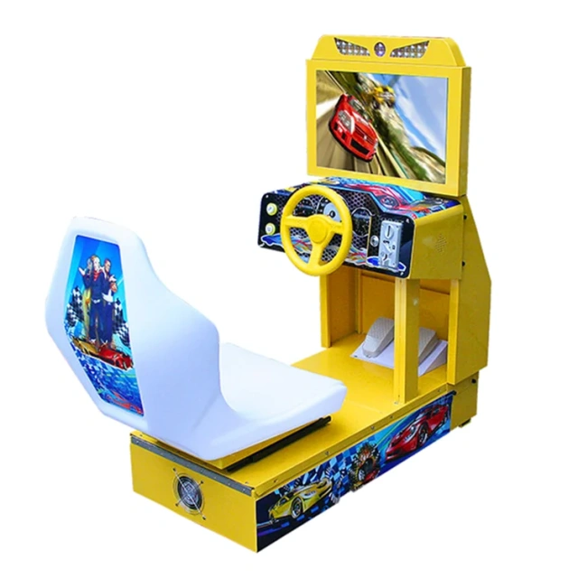 Threeplus Game Center Simulator Arcade Car Racing Game Steering Wheel with Chair for Kids