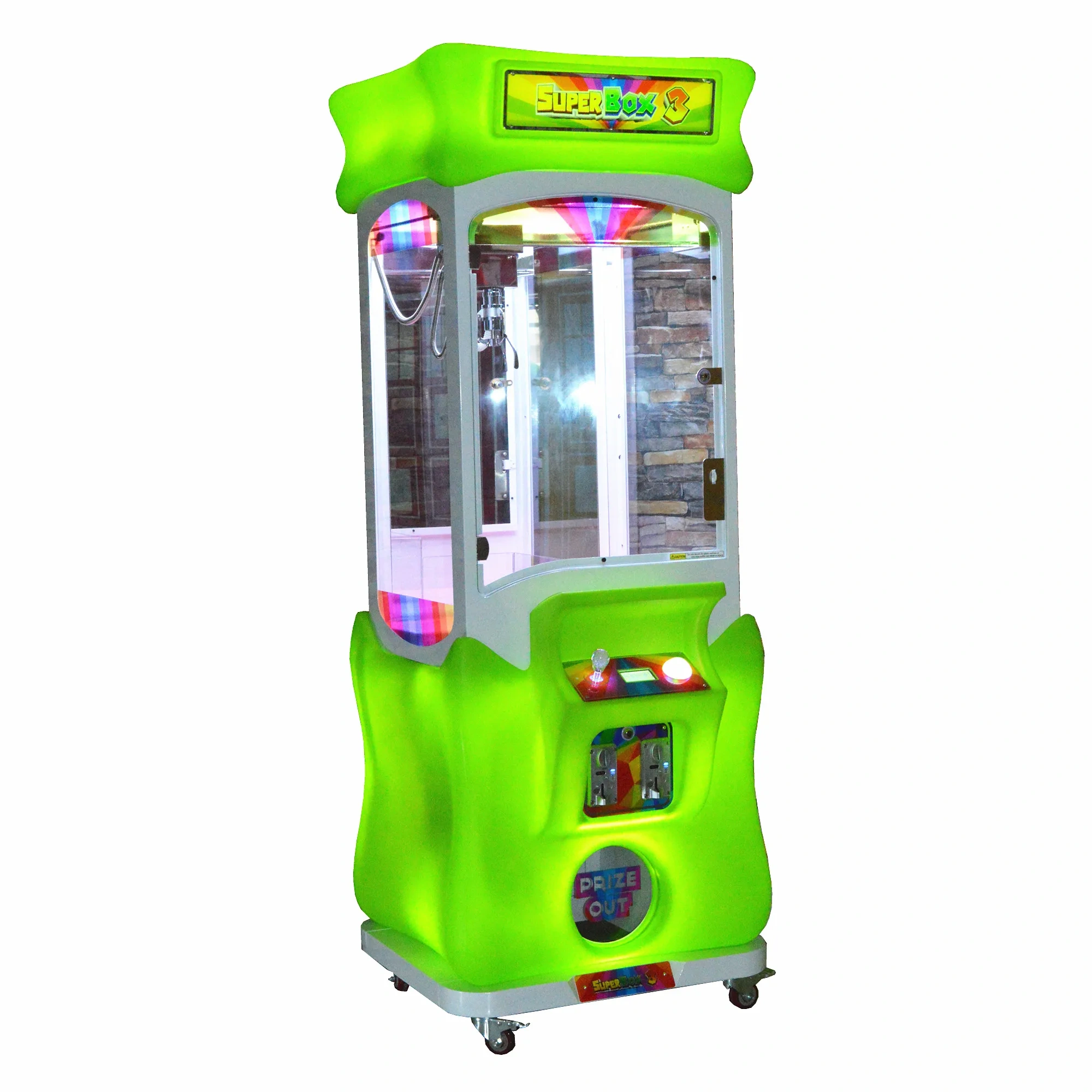 Threeplus Amusement Machine Super Box 3 Coin Operated Claw Crane Machine Prize Game