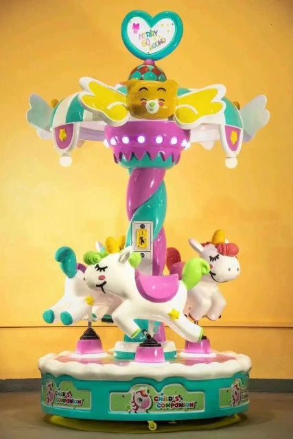 Coin Operated Amusement Park Small Carousel Horse Indoor Playground Electric Kids Kiddie Ride Carousel