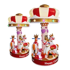 Popular 3 Seaters Mini Carousel Amusement Park Kiddie Ride Indoor Game Machine Small Carousel for Sale