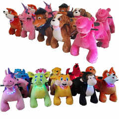 Kids Electric Battery Operate Animal Scooters Motorized Plush Riding Animals Cars