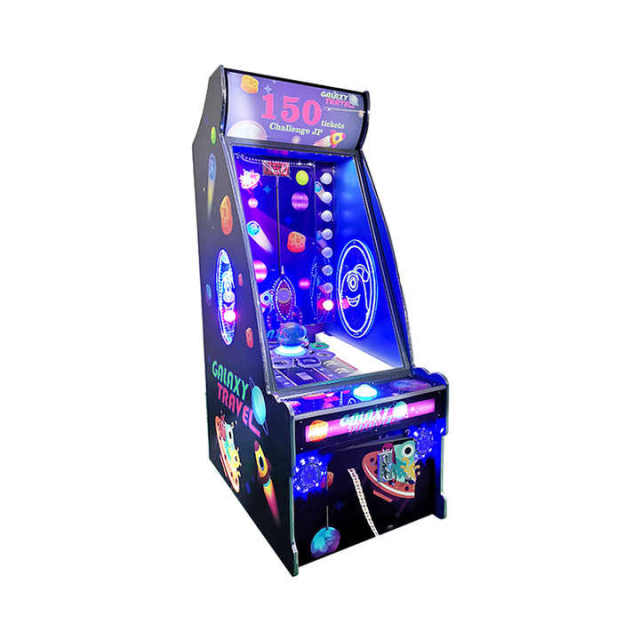 Threeplus Coin Operated Amusement Shooting Ball Game Machine Arcade galaxy Travel Ticket  Game with Button