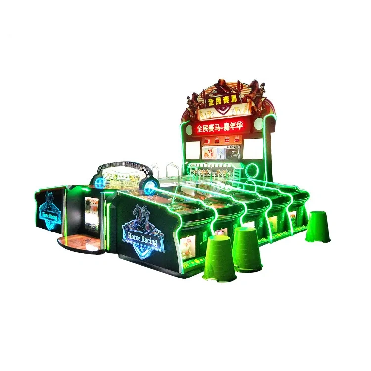 Threeplus High Quality 10 Players Carnival Game Race Horse Equipment with Roll the Balls Into Hole Game