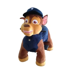 Coin Operated Battery Motorized Kids Plush Walking Riding Stuffed Electric Rides on Animal Toy for Mall