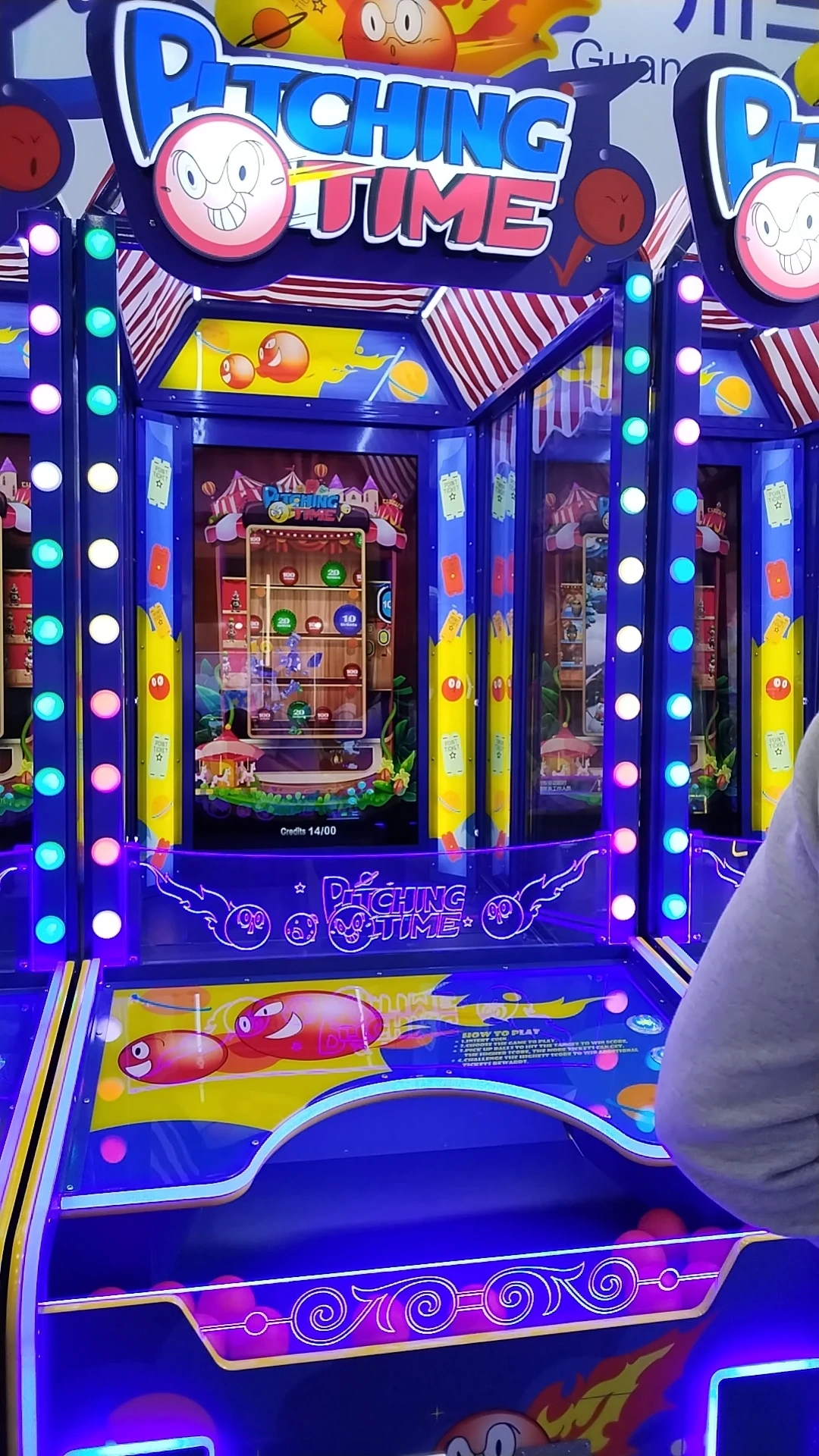 Threeplus Factory Directly Sale 3 Player Ball Pitching Game Machine Video Amusement Coin Operated Ticket Arcade Games for Sale