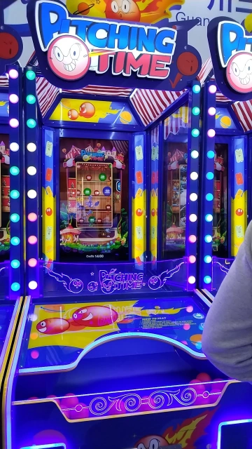 Threeplus Factory Directly Sale 3 Player Ball Pitching Game Machine Video Amusement Coin Operated Ticket Arcade Games for Sale