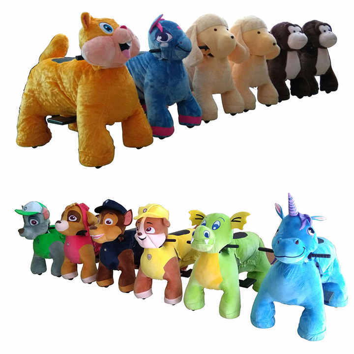 New Amusement Kids Ride on Electric Animals Toy Motorized Plush Riding Animals with LED Necklace
