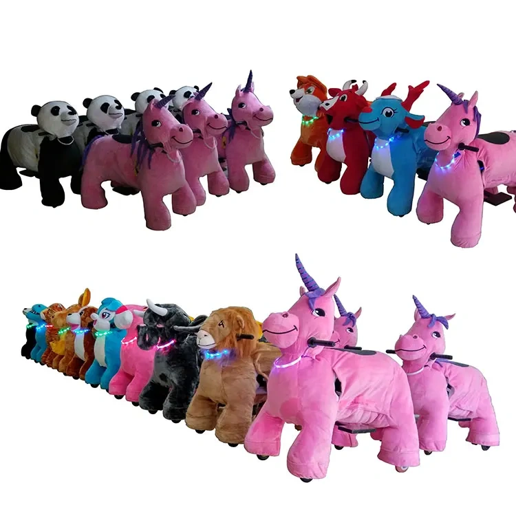 Rechargeable Battery Operated Coin Operated Stuffed Rides on unicorn Motorized Plush Animal