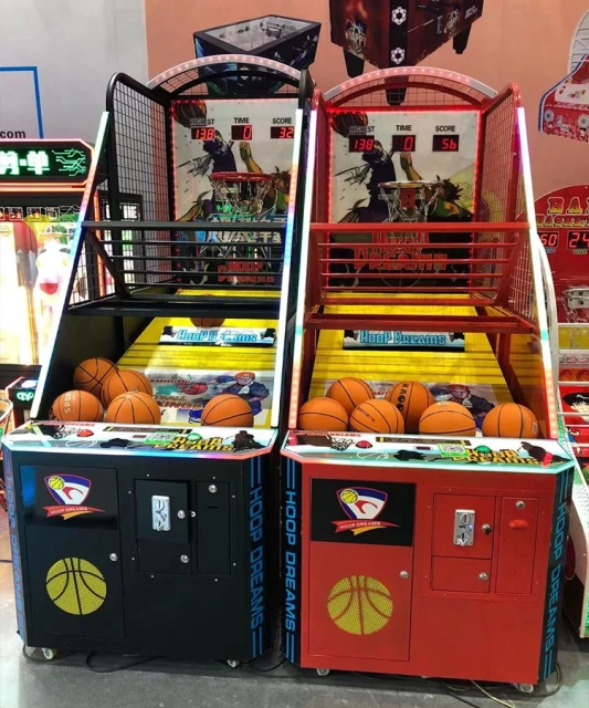 Luxury Indoor Adult Coin Operated Electronic Arcade Foldable Basketball Shooting Game Machine With Ticket Redemption
