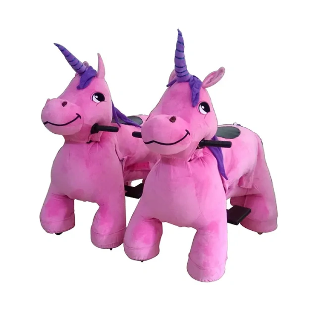 Rechargeable Battery Operated Coin Operated Stuffed Rides on unicorn Motorized Plush Animal