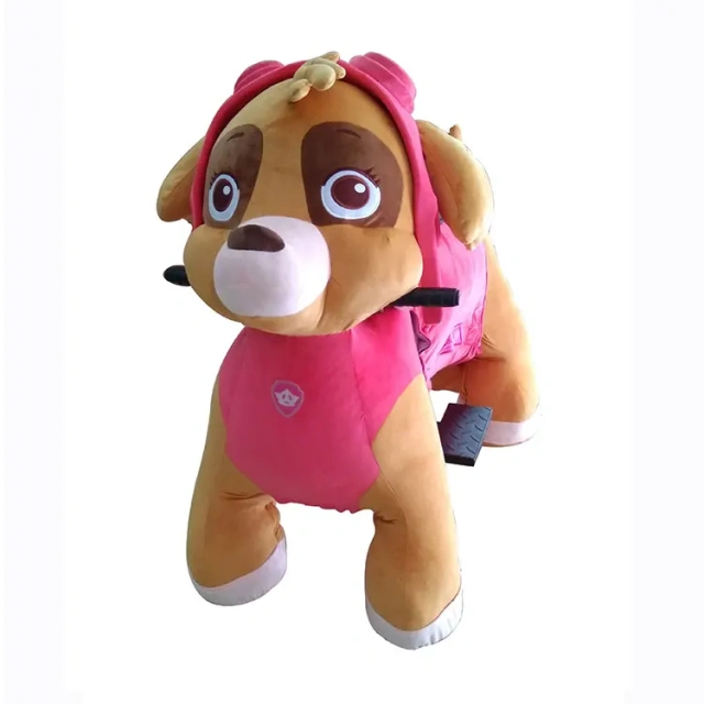 Kids Plush Dog Riding Battery Powered Walking Animal Rides Electric Mall Rides with Wheel
