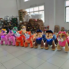 Amusement Kids Ride on Electric Animals Toy Motorized Plush Riding Animals with LED Necklace
