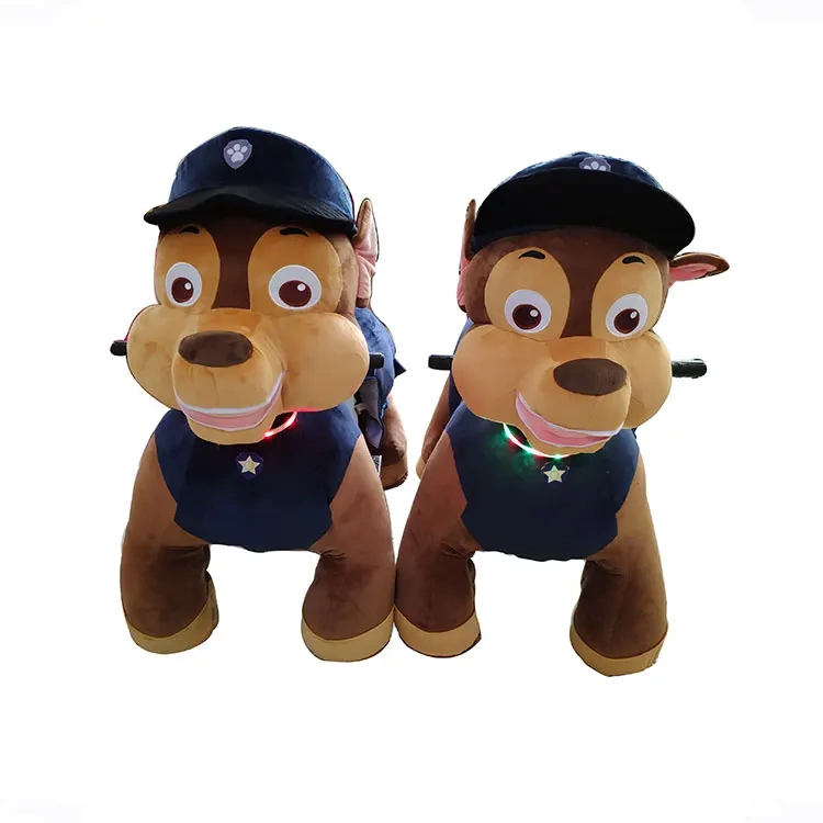 Coin Operated Battery Motorized Kids Plush Walking Riding Stuffed Electric Rides on Animal Toy for Mall