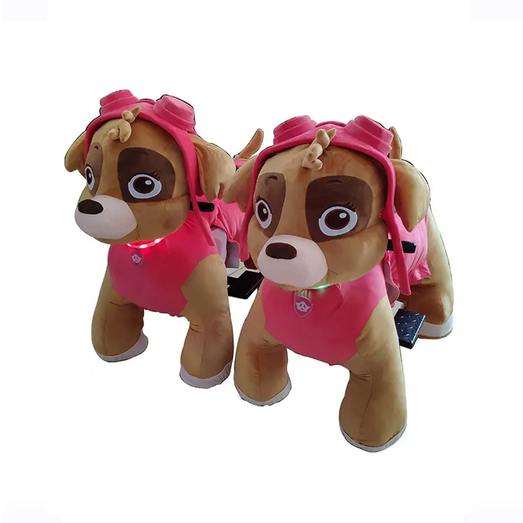 Kids Plush Dog Riding Battery Powered Walking Animal Rides Electric Mall Rides with Wheel