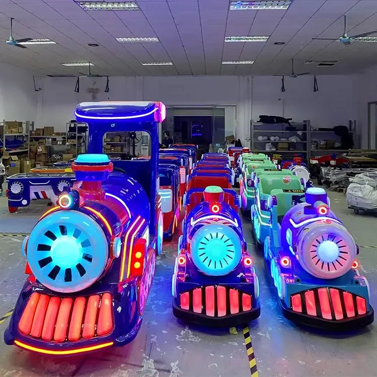 Amusement Park Shopping Mall Electric Kiddie Ride Attractive Kids Trackless Train for Sale with Led Light