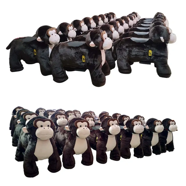 Indoor Carnival Plush Motorized Battery Coin Operated Shopping Mall Walking Animal Electric Ride