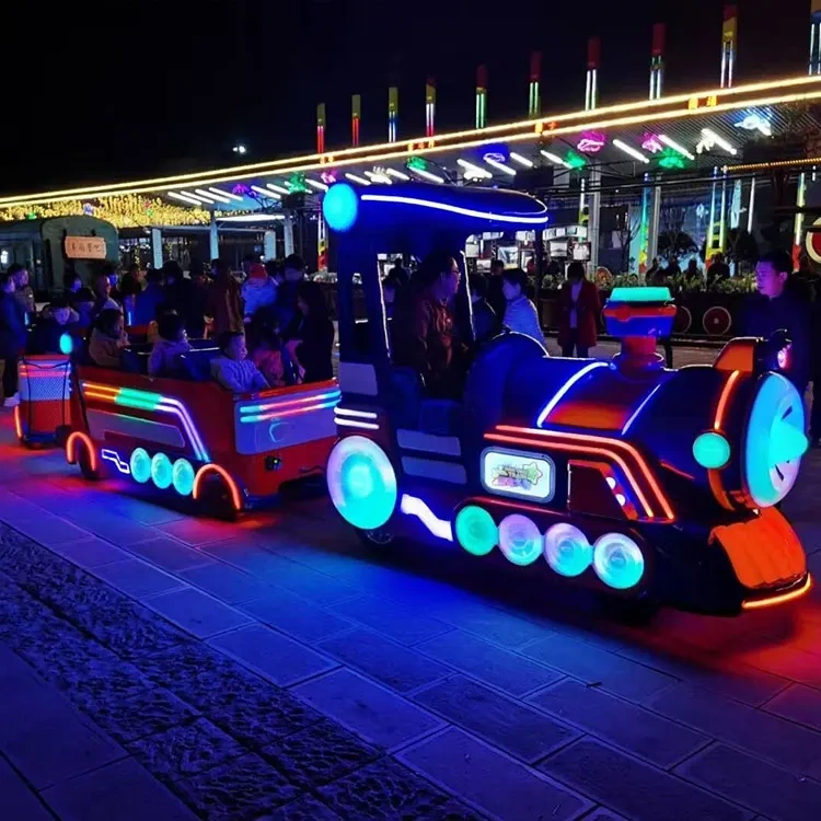 Amusement Park Shopping Mall Electric Kiddie Ride Attractive Kids Trackless Train for Sale with Led Light