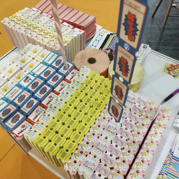 Factory 160g Customized Amusement Arcade Tickets Coin Pusher Redemption Lottery Ticket for Sale