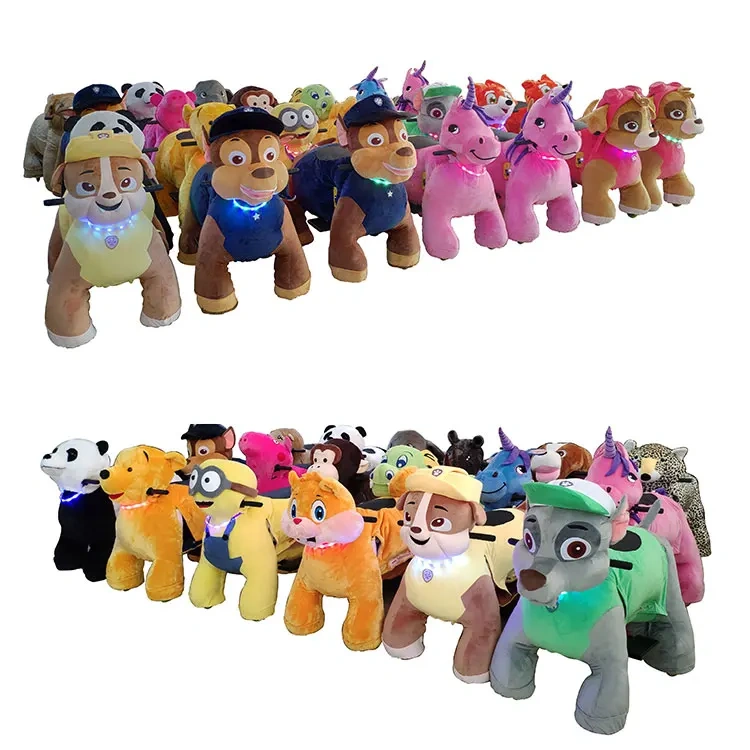 Indoor Carnival Plush Motorized Battery Coin Operated Shopping Mall Walking Animal Electric Ride