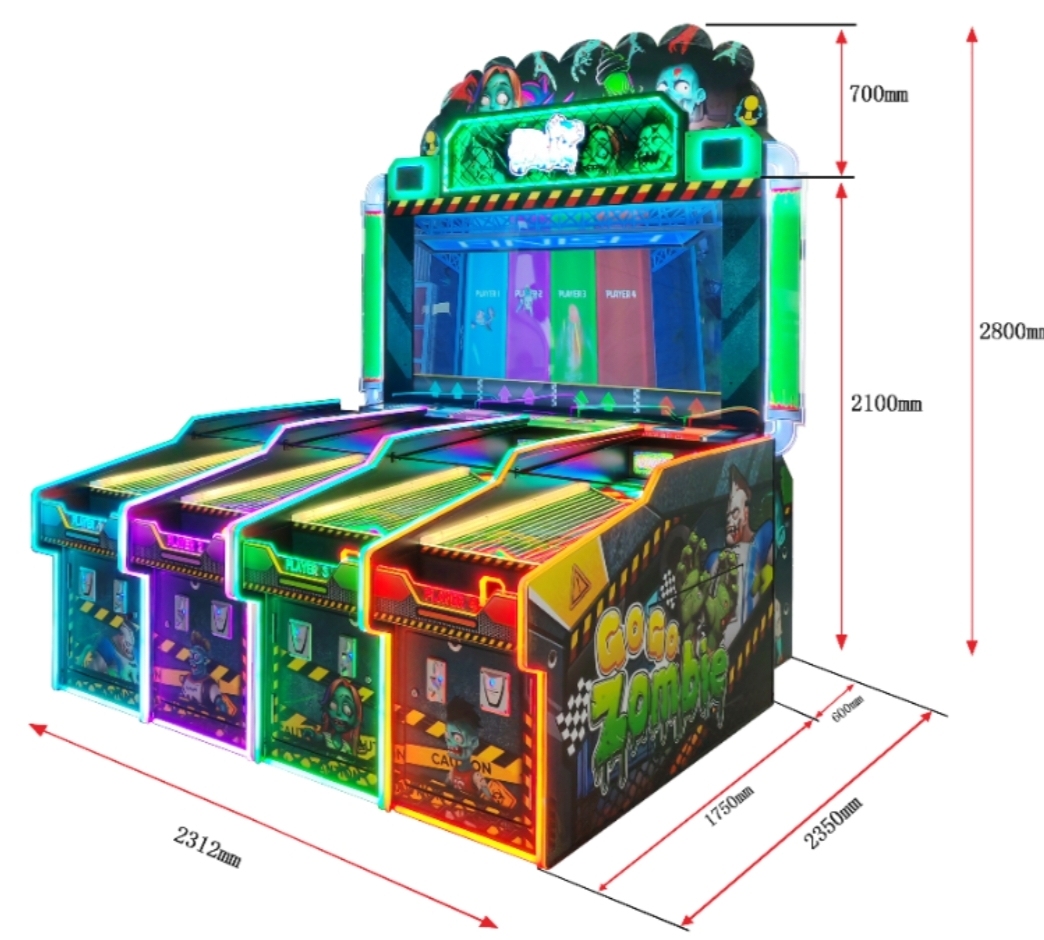 Go Go Zombie-4P Arcade Redemption Game | 4-Player Ball Toss with NOS Scoring Burst & Ticket Rewards
